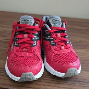 Saucony Kids Red and Gray Sneakers